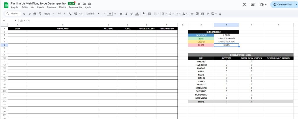 Planilha de Estudos para Concurso: Como Medir seu Desempenho e Evoluir Mais Rápido